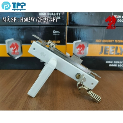  Khóa cửa nhôm Jeely H602W 8530 4P 2DC sữa (T20) 