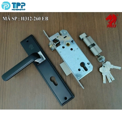 Khóa tay gạt ốp sắt Jeely H312-260BP đen (T16) 