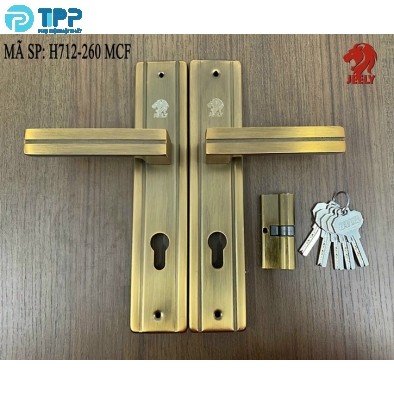 Khóa tay gạt ốp sắt Jeely H712-260 MCF nâu vàng (T16) 