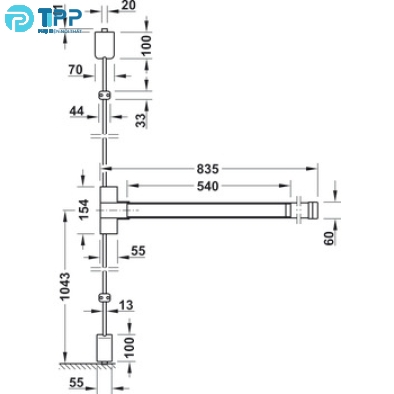 Thanh thoát hiểm, với thanh chốt dọc hafele