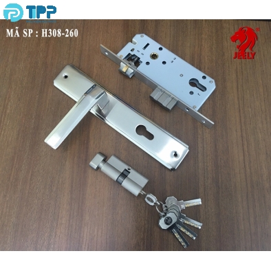 Khóa tay gạt ốp sắt Jeely H308-260SS 2DC mờ (T16) 